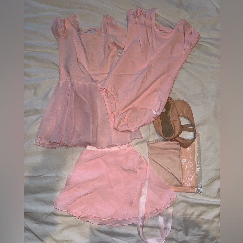 Pink Ballet Leotards and Skirt Set